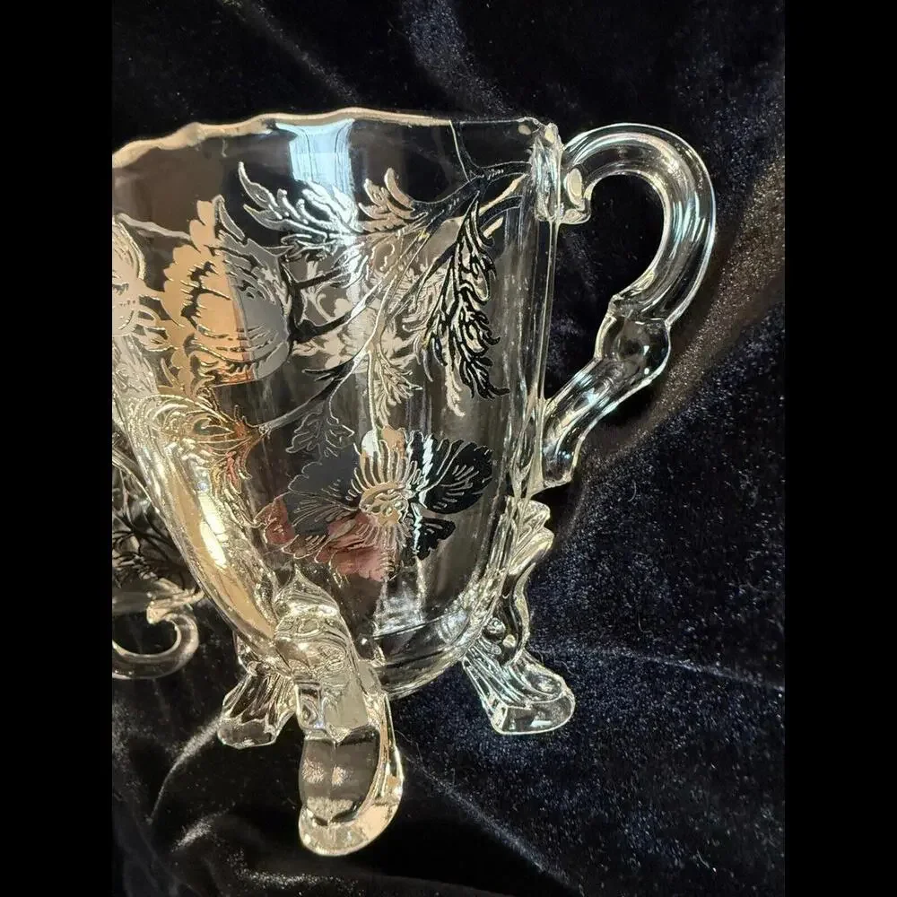 Silver City‎ Flanders Clear Footed Creamer and Open Sugar Bowl Bridgerton Decor